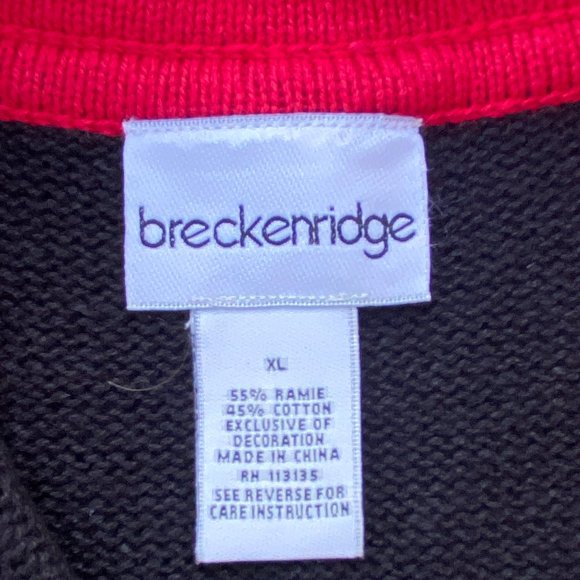 Vintage Breckenridge Embroidered Christmas Cardigan Black Zip Sz XL - Picture 10 of 13